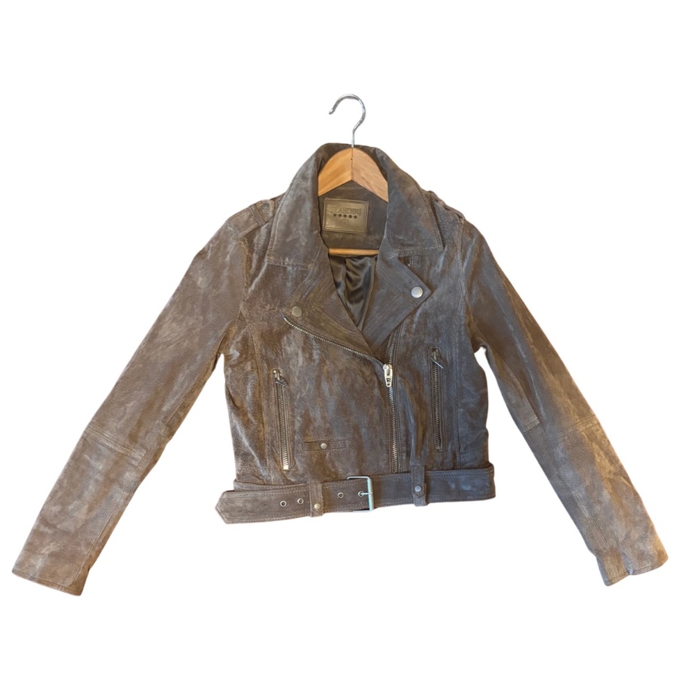 Suede Moto Jacket – Brown – Size Small